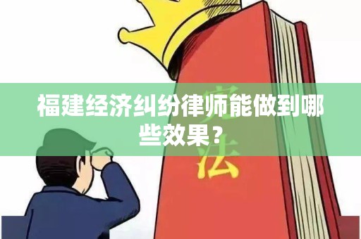 福建经济纠纷律师能做到哪些效果？
